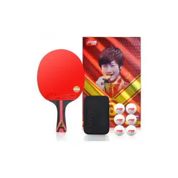 DHS Ping Pong Paddles Unisex All Wood Carbon Fiber Red
