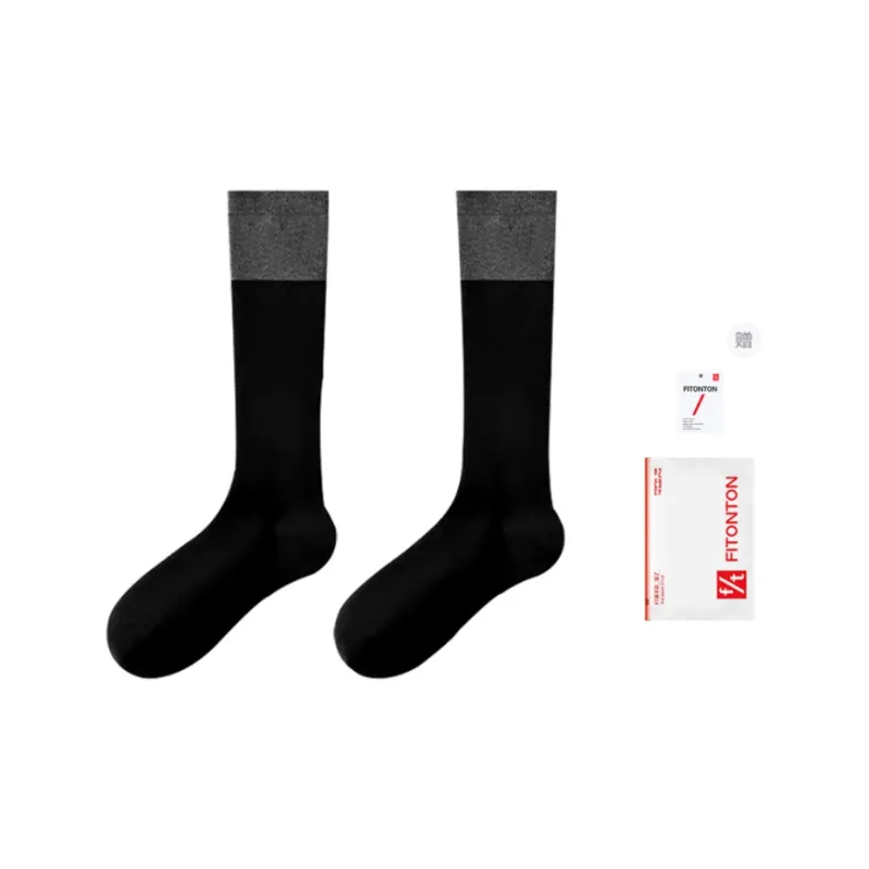 Fiton Ton Thigh high Socks Women's 2 Pack Black & Gray Patchwork-0