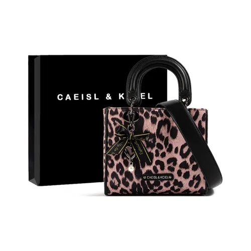 CAEISL&KCIEL PU Handbag Women's Leopard Print Pink & Black