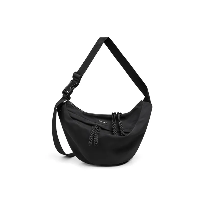 C°BANNER Fabric Crossbody Underarm Ox Horn Sling Bag Women's Black-2