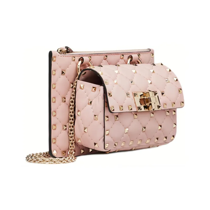 Valentino Sheepskin Shoulder Bag, Crossbody Bag Women's Rose Water-1