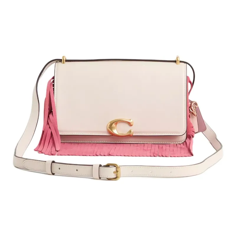 COACH Bandit Refined Calfskin Shoulder Bag, Crossbody Bag Medium Size Women's Brass With Ivory-0