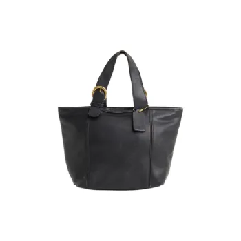 COACH VintageWaverly Gloves Made Of Tanned Leather Tote Bag Shopping Bag Handbag Large Size Women's Black