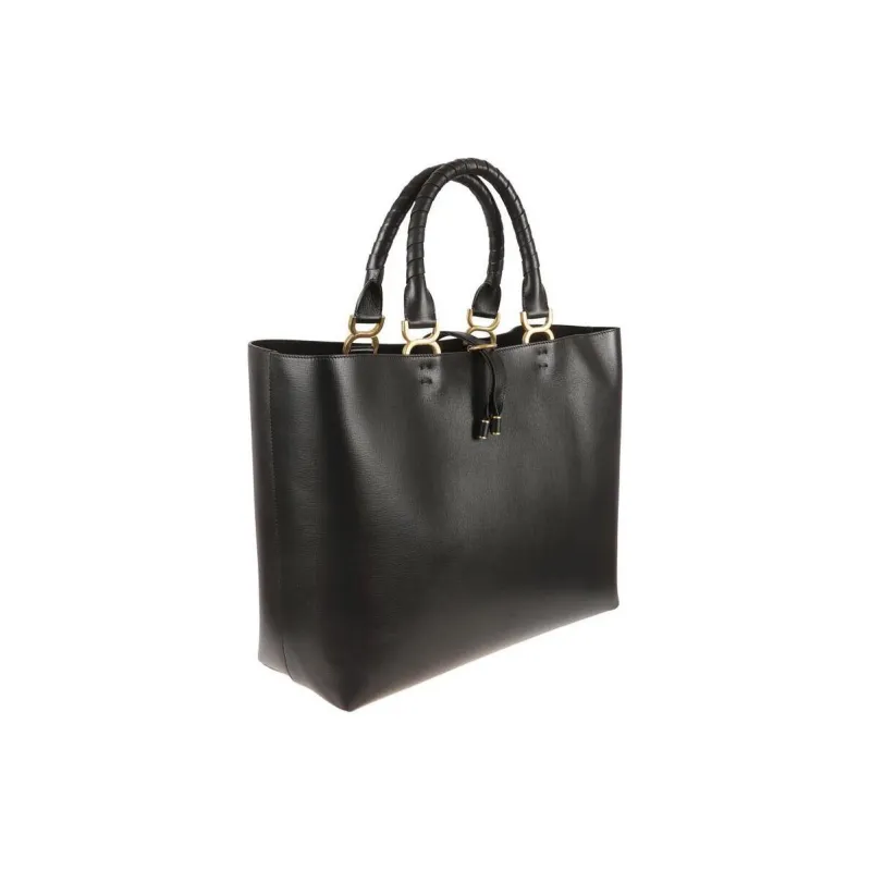 Chloe Marcie Grained Calfskin Tote Bag Shopping Bag Shoulder Bag Handbag Women's Black-3