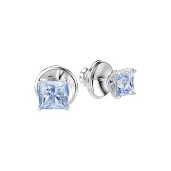 Swarovski Crystal Rhodium plated Stud Earrings Unisex Blue