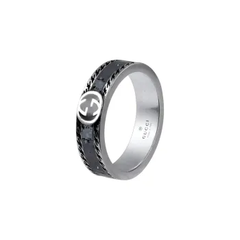 GUCCI 925 Sterling Silver Rings Women's Black