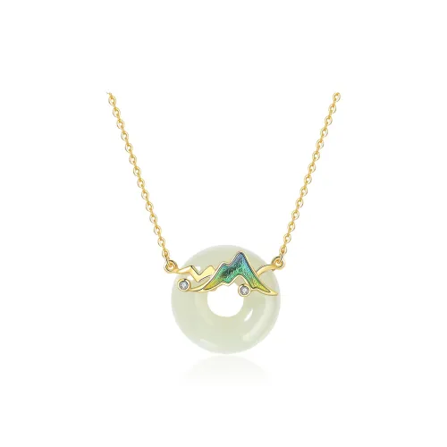 ZENGCAI New Chinese Style Unique Design Norman Landscape Collection Necklace Pale Greenish White Jade Women's