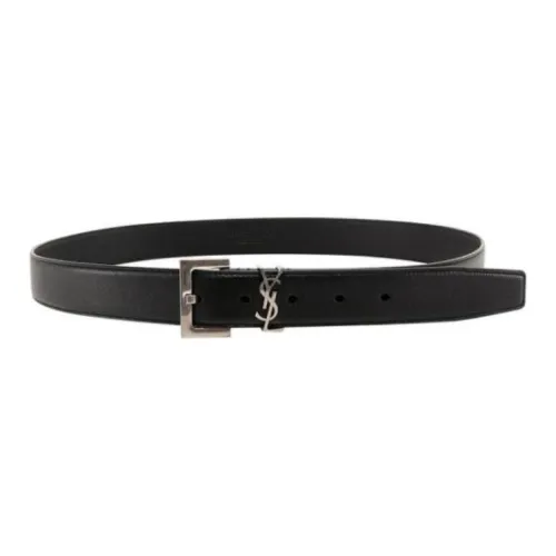 SAINT LAURENT Calfskin Leather Belts Unisex Black  