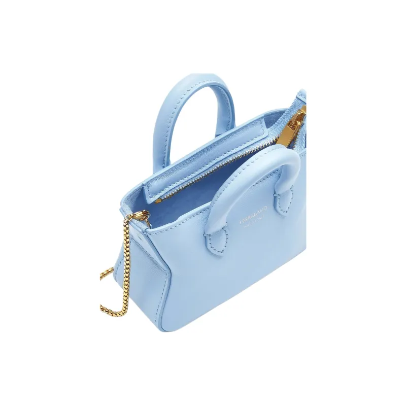 FERRAGAMO Cow Leather Charm Bag Accessory Mini Women's Light Blue-4
