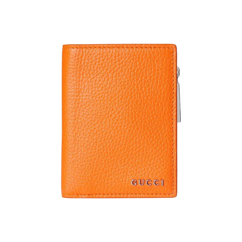 GUCCI Leather Coin Purse Women's White & Orange-0