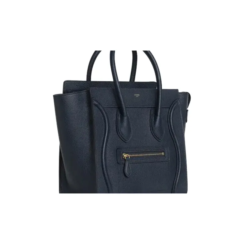 CELINE Luggage Cow Leather Handbags Shoulder Bag Crossbody Bag Extra Small Women's Marine Blue-4