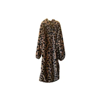 METE WHALE MT Pajama Robe Women's Brown Leopard Print