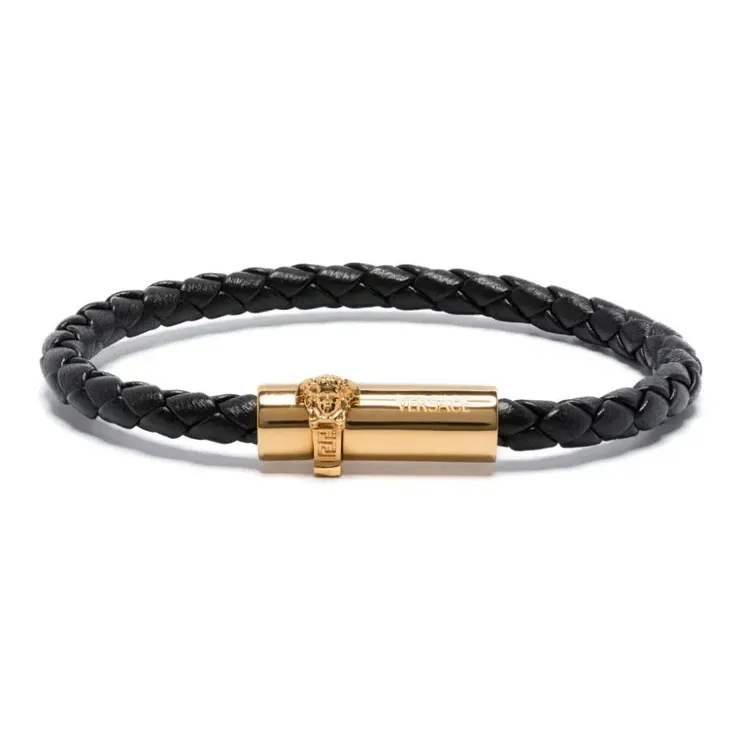 VERSACE Medusa Studded Leather Bracelet-0