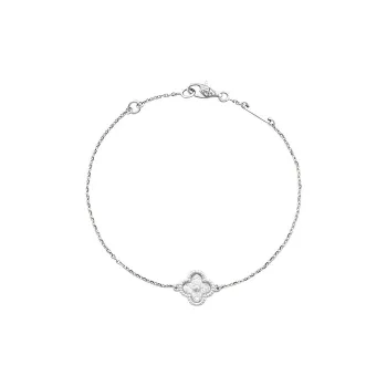 Van Cleef & Arpels 2010s 18K White Gold Sweet Alhambra Diamond Bracelet