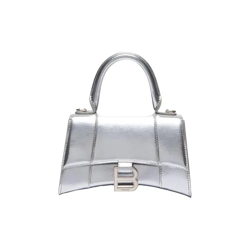Balenciaga Hourglass Calfskin Handbag Women's Silver