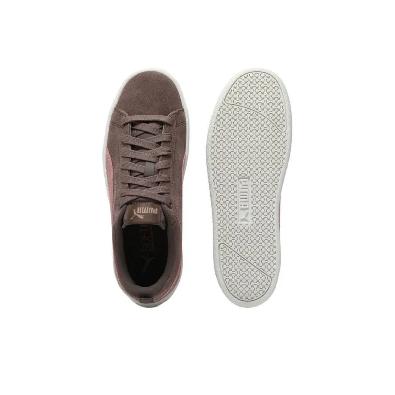 PUMA Smash Platform Anti Slip Wear Resistant Low Top Skateboard Shoes Women's Brown Pink-3