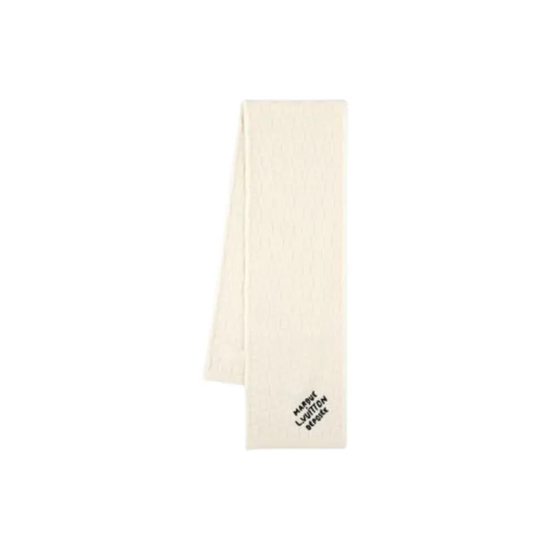 LOUIS VUITTON Wool Knit Scarves Men's White-0
