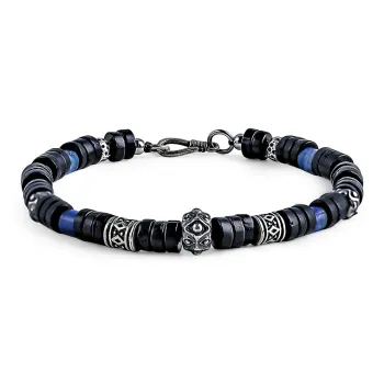 Cuud Blue Veined Stone Bracelets Men's