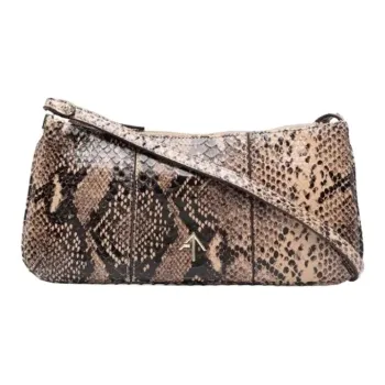 Manu Atelier PITA Series Snake Skin Arrow Bag One Shoulder Handbag Mini Women's Brown