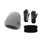 Gray Hats & Caps+Black Glove+Black Scarf