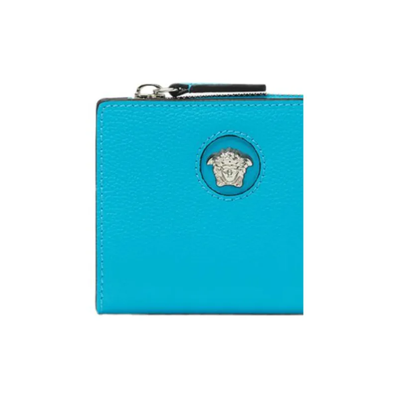 VERSACE La Medusa Cow Leather Wallet Women's Turquoise-3