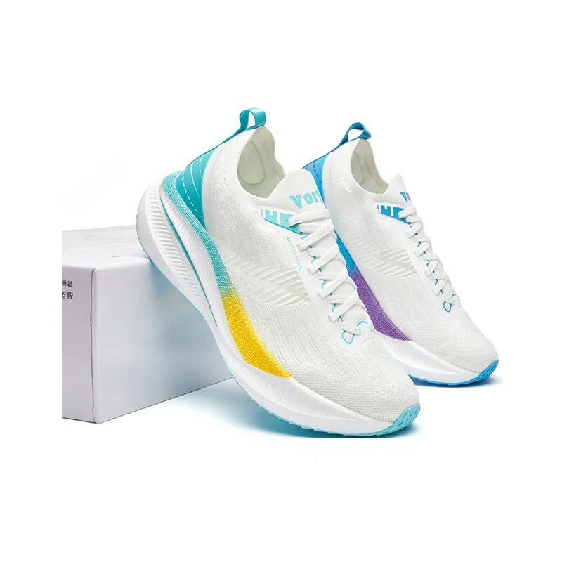 VOIT Running Shoes Unisex Low Top Left White Blue Green Mismatched-1