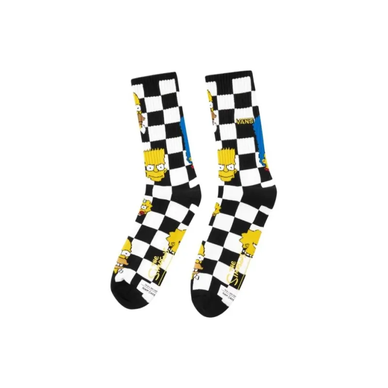 Vans Mid-Calf Socks Men's 1 Pack Black White Plaid-2