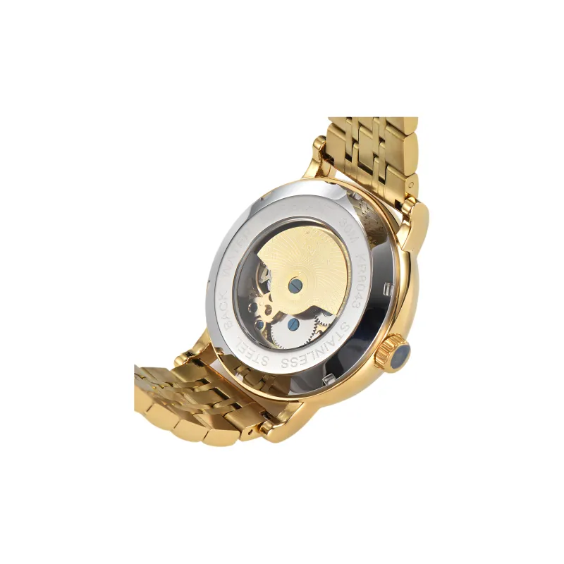 KUERST Automatic Mechanical Movement Steel Strap Watch Men's Watches Gold Dial-7