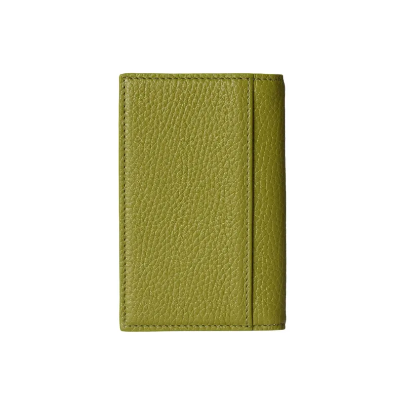 GUCCI Leather Card Holder Unisex Green & Gray-2