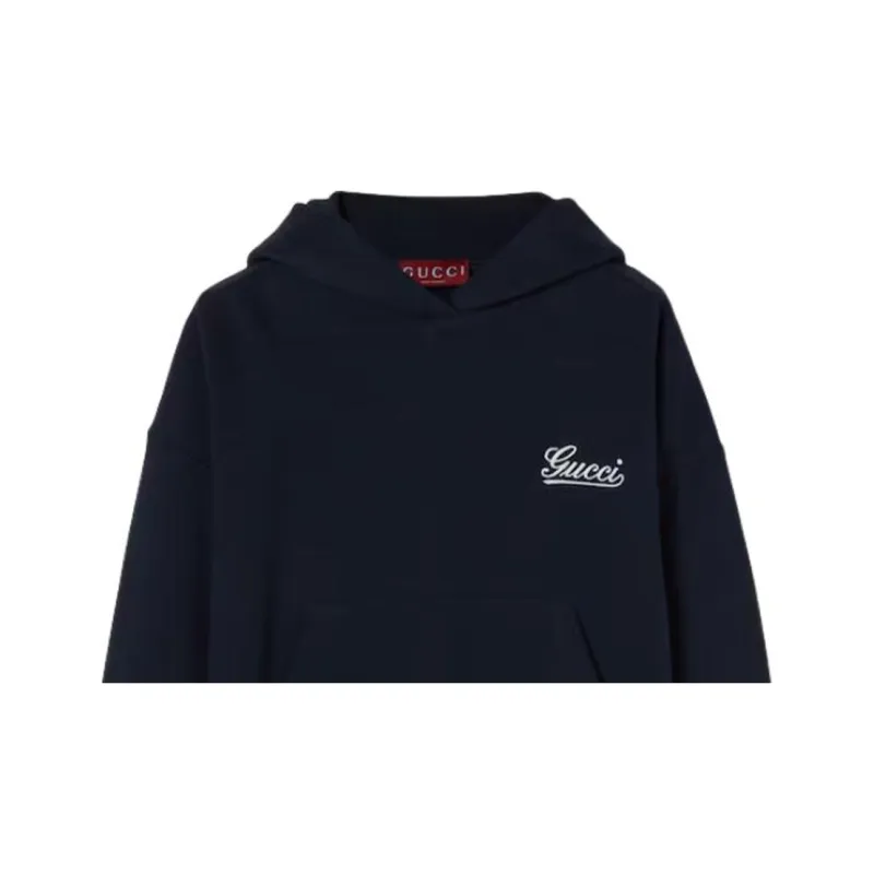 GUCCI Jersey Hoodie 'Navy'-5