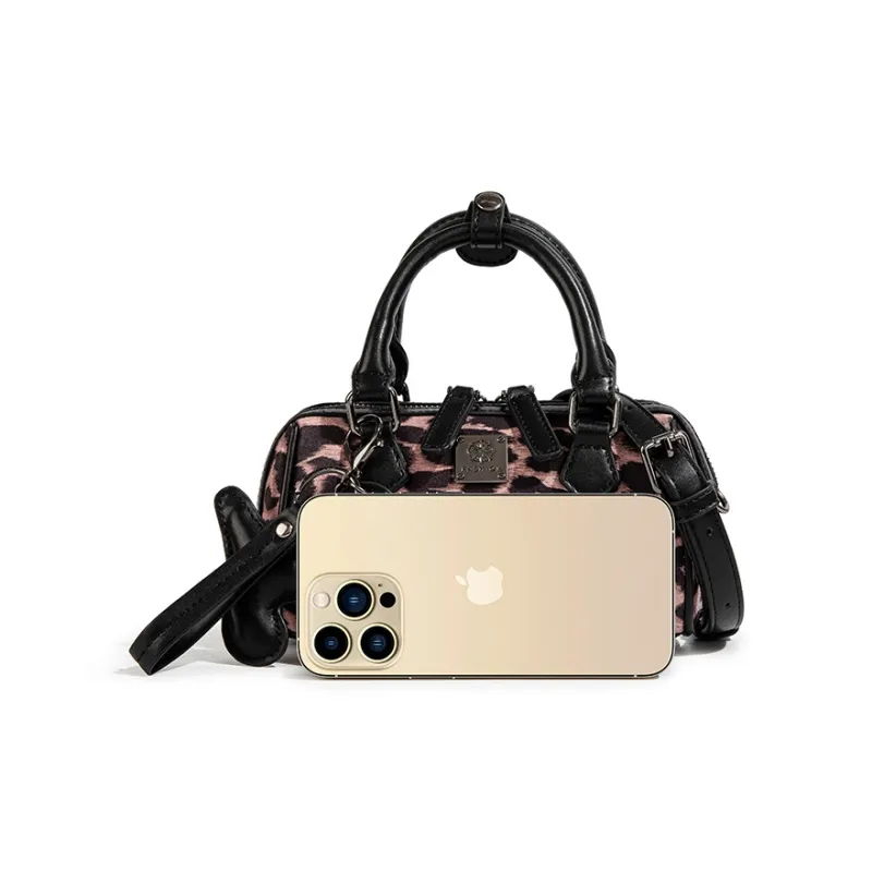 CAEISL&KCIEL Polyurethane Handbag Women's Leopard Print Pink & Black-1