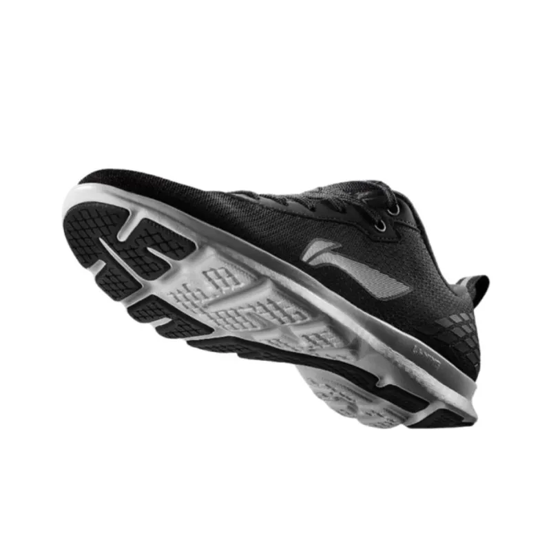 LiNing Abrasion Resistant Breathable Low Top Running Shoes Men's Black White-2