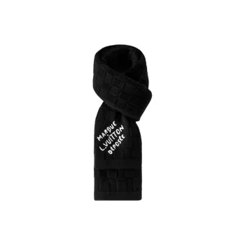 LOUIS VUITTON Wool Knit Scarves Men's Black