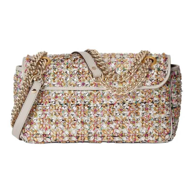 GUCCI GG Marmont Tweed Crossbody Bag, Shoulder Bag Trumpets Women's Multicolor-2