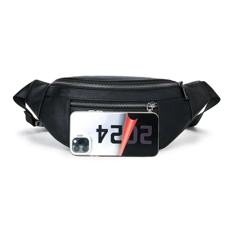 DOSRFINI Cow Leather Sling Bag Regular Men's Black-3
