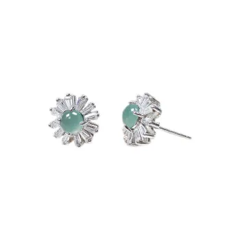 PUPAN Ice Glutinous Jadeite Stud Earrings Women's