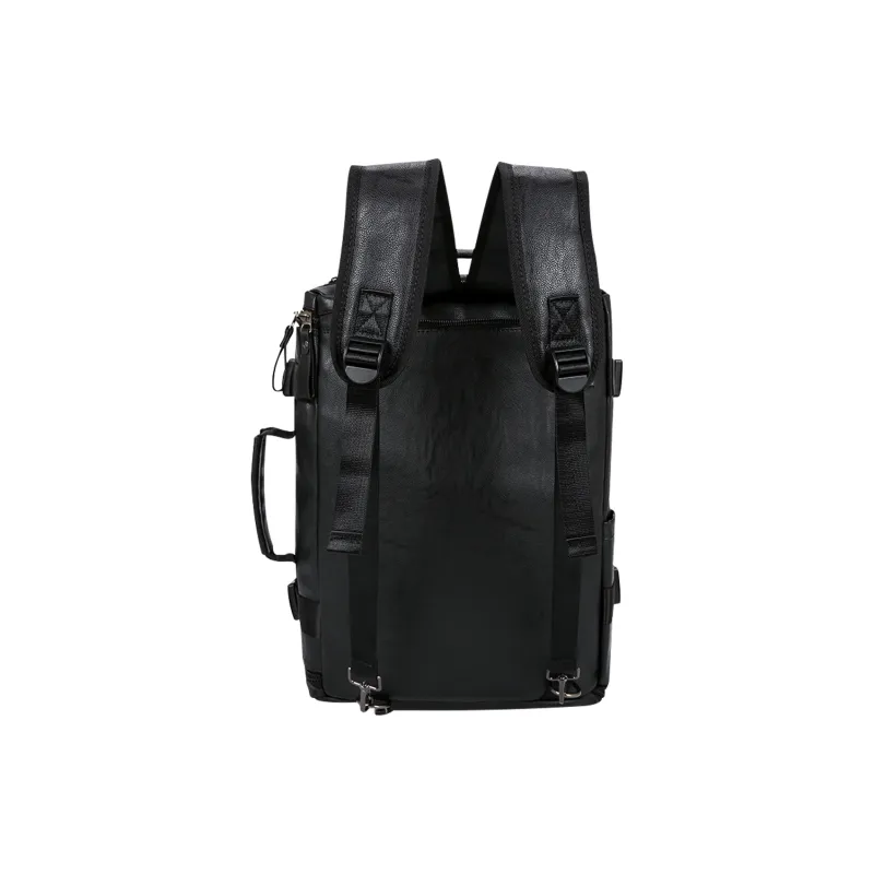 BOPAI Synthetic Leather Backpack Large Size Men's Black-4