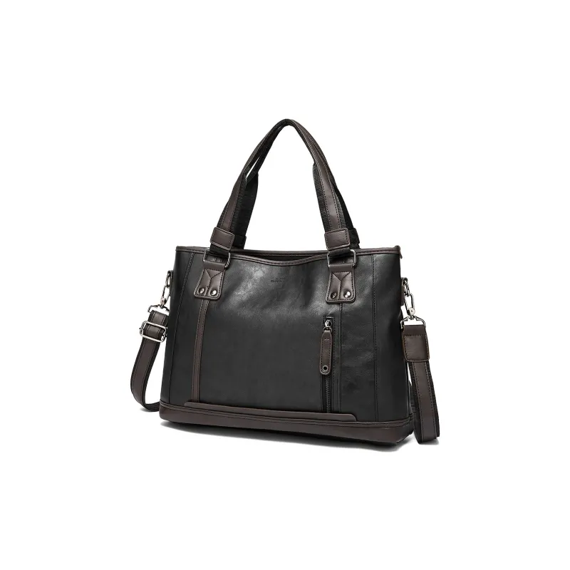 FAIRWHALE Synthetic Leather Laptop Bag, Shoulder Bag, Briefcase Regular Men's Black Coffee-1