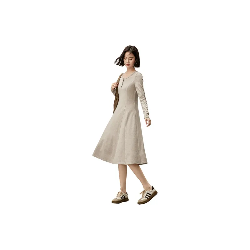 SENTUBILA Long Sleeved Dresses Women's Khaki-2