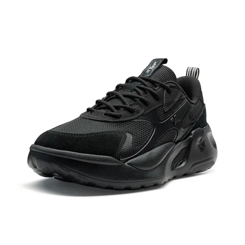 XTEP Star Meteorite Lite Anti Slip Wear Resistant Low Top Chunky Sneakers Men's Black-2