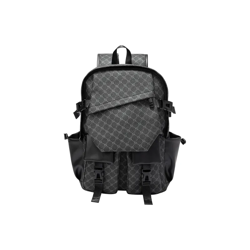 KONADCT Oxford/PU Backpack Large Size Unisex Black/Gray/White/Purple/Monogram/Coffee-28