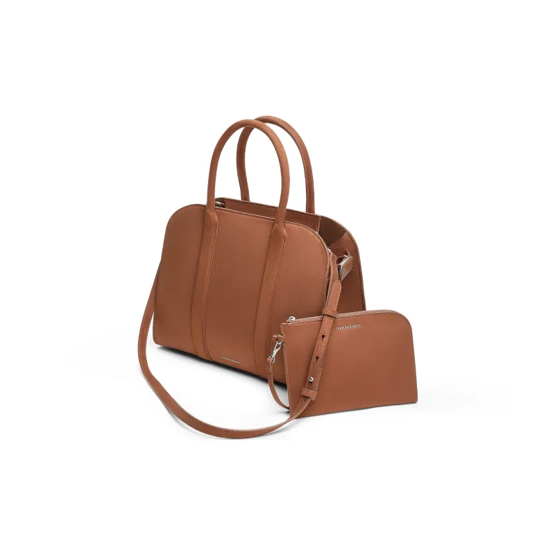 CHARLES&KEITH Fabric Shoulder Bag Tubas Women's Brown/Black-2