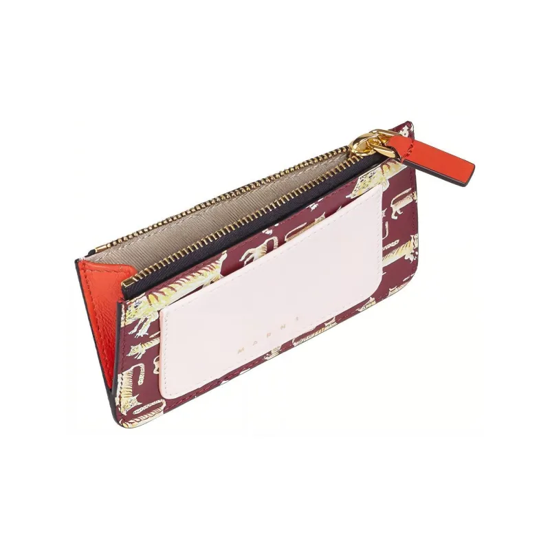 MARNI Cow Leather Coin Pocket Wallet Women's Pink/Red-3