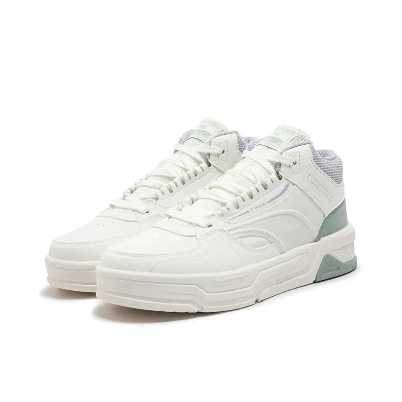 361° Slip Resistant Shock Absorbers High Top Skateboard Shoes Women's White Green-2