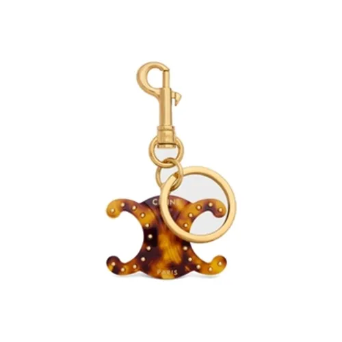 CELINE Triomphe Keyring Charm In Plexiglass With Gold Finishing