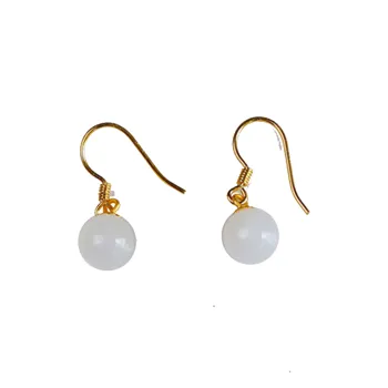 YUSHE Hetian Jade Earrings White Jade Women's