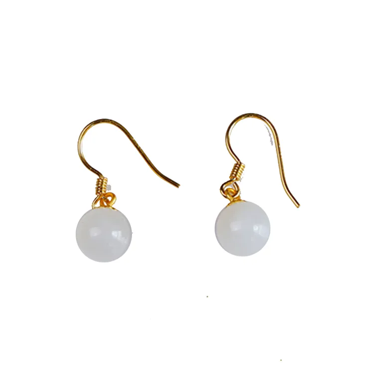 YUSHE Hetian Jade Earrings White Jade Women's-0