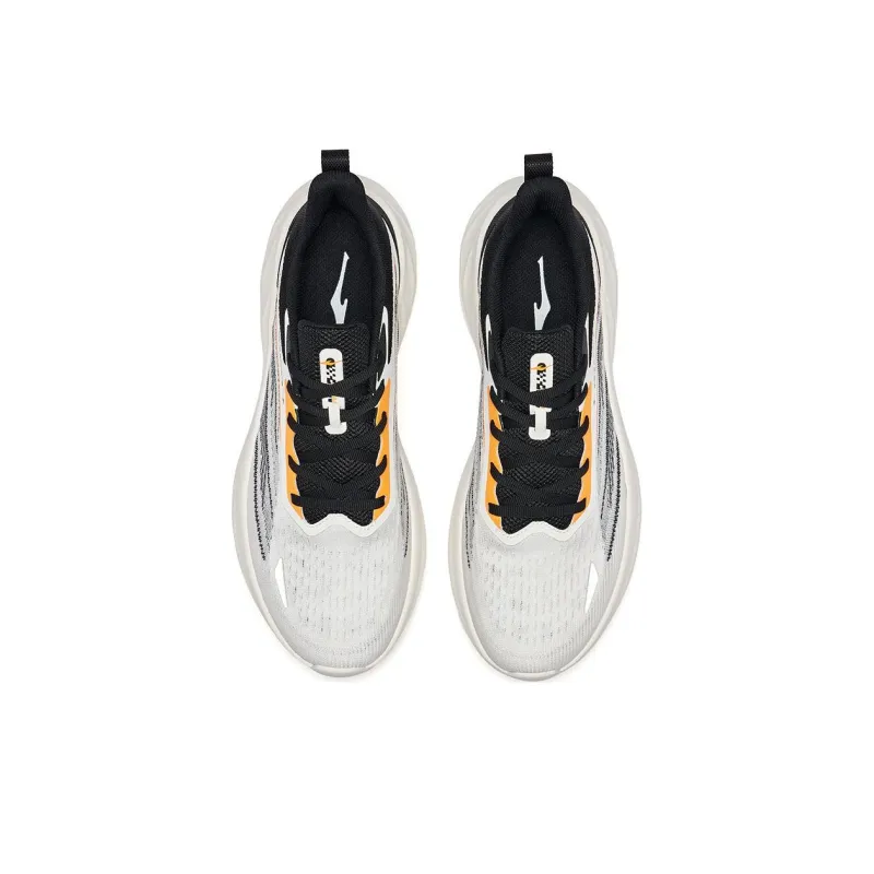 Erke Cushioned Slip Resistant Abrasion Resistant Low Top Casual Running Shoes Men's White Black-2