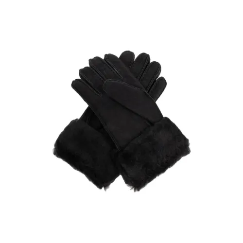 UGG Sheepskin Wool Knit Gloves Women's Black