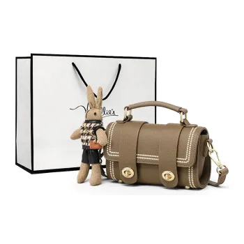 MILLIE'S Cow Leather Messenger Bag Crossbody Handbag Regular Women's Elephant Gray